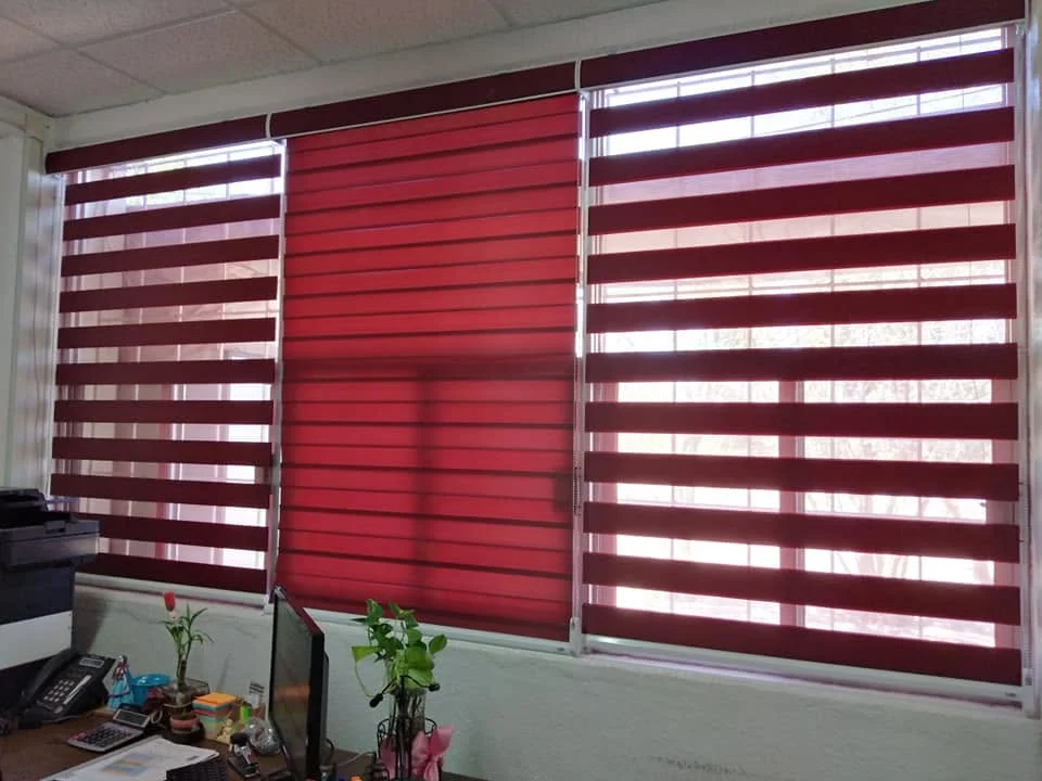 Persianas Sheer Elegance con franjas traslúcidas y sólidas